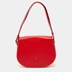 Pre Owned Cartier Red Leather Must de Cartier Saddle Bag