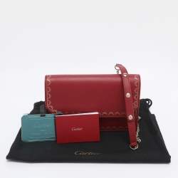 Pre Owned Cartier Red Leather Guirlande de Cartier Wallet On Chain