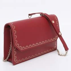 Pre Owned Cartier Red Leather Guirlande de Cartier Wallet On Chain