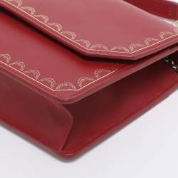 Pre Owned Cartier Red Leather Guirlande de Cartier Wallet On Chain