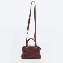 Pre Owned Cartier Dark Red Leather Mini C de Cartier Bag