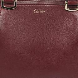 Pre Owned Cartier Dark Red Leather Mini C de Cartier Bag
