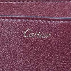 Pre Owned Cartier Dark Red Leather Mini C de Cartier Bag