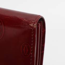Pre Owned Cartier Maroon Patent Leather Happy Birthday Continental Wallet