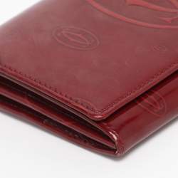 Pre Owned Cartier Maroon Patent Leather Happy Birthday Continental Wallet