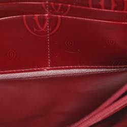 Pre Owned Cartier Maroon Patent Leather Happy Birthday Continental Wallet