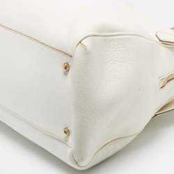 Pre Owned Cartier White Leather Large Marcello de Cartier Bag