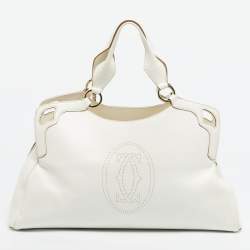 Pre Owned Cartier White Leather Large Marcello de Cartier Bag