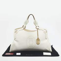 Pre Owned Cartier White Leather Large Marcello de Cartier Bag