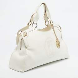 Pre Owned Cartier White Leather Large Marcello de Cartier Bag