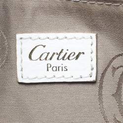Pre Owned Cartier White Leather Large Marcello de Cartier Bag