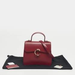 مملوكة مسبقًا Cartier Burgundy Leather Small Panthere C De Cartier Top Handle Bag