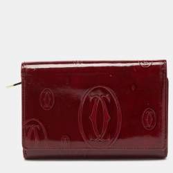 Pre Owned Cartier Burgundy Leather Happy Birthday Compact Wallet