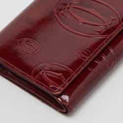 Pre Owned Cartier Burgundy Leather Happy Birthday Compact Wallet