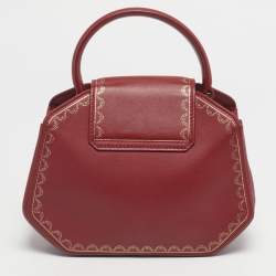Pre Owned Cartier Red Leather Mini Guirlande de Cartier Top Handle Bag