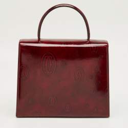 Pre Owned Cartier Red Patent Leather Happy Birthday Top Handle Bag