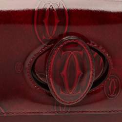 Pre Owned Cartier Red Patent Leather Happy Birthday Top Handle Bag