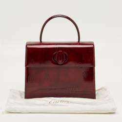 Pre Owned Cartier Red Patent Leather Happy Birthday Top Handle Bag