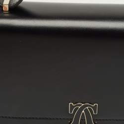 Pre Owned Cartier Black Leather Double C De Cartier Shoulder Bag