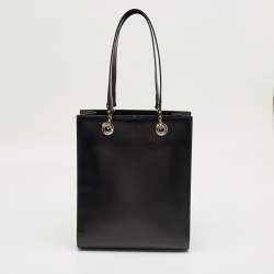 Pre Owned Cartier Black Glossy Leather Panthere Chain Tote