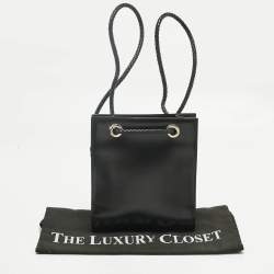 Pre Owned Cartier Black Leather Panthere De Cartier Drawstring Backpack