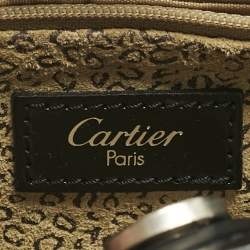 Pre Owned Cartier Black Leather Panthere De Cartier Drawstring Backpack