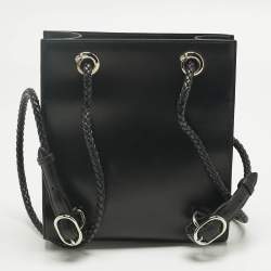 Pre Owned Cartier Black Leather Panthere De Cartier Drawstring Backpack