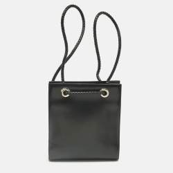 Pre Owned Cartier Black Leather Panthere De Cartier Drawstring Backpack