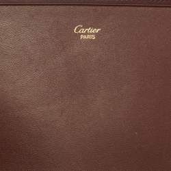 Pre Owned Cartier Burgundy Leather Must de Cartier Kisslock Continental Wallet