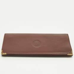 Pre Owned Cartier Burgundy Leather Must de Cartier Kisslock Continental Wallet