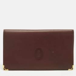 Pre Owned Cartier Burgundy Leather Must de Cartier Kisslock Continental Wallet