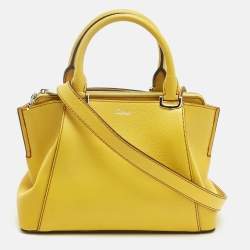 Pre Owned Cartier Yellow Leather Mini C de Cartier Bag