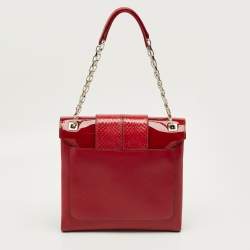 Pre Owned Cartier Red Python, Patent and Leather Classic Feminine Line Chain Bag