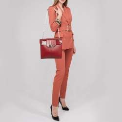 Pre Owned Cartier Red Python, Patent and Leather Classic Feminine Line Chain Bag