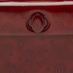 Pre Owned Cartier Happy Birthday Burgundy Patent Leather Top Handle Bag