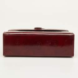 Pre Owned Cartier Happy Birthday Burgundy Patent Leather Top Handle Bag