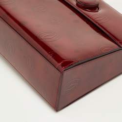 Pre Owned Cartier Happy Birthday Burgundy Patent Leather Top Handle Bag