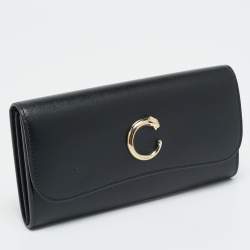 Pre Owned Cartier Panthère de Cartier Black Leather Continental Wallet