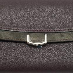 Pre Owned Cartier C De Cartier Brown/Grey Leather and Suede Continental Wallet