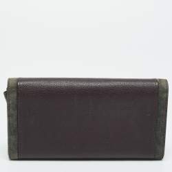 Pre Owned Cartier C De Cartier Brown/Grey Leather and Suede Continental Wallet