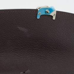 Pre Owned Cartier C De Cartier Brown/Grey Leather and Suede Continental Wallet