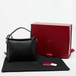 Pre Owned Cartier Trinity Handle Black Leather Shoulder Bag