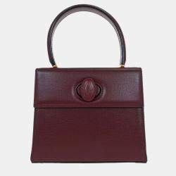 مملوكة مسبقًا Cartier Bordeaux Leather Must De Cartier Handbag