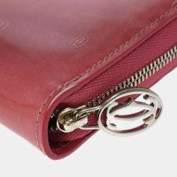 Pre Owned Cartier Pink Patent Leather Happy Birthday Wallet