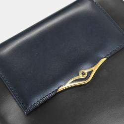 Pre Owned Cartier Sapphire Navy Calfskin Leather Shoulder Bag