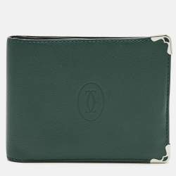 Pre Owned Cartier Must de Cartier Green Leather Bifold Wallet