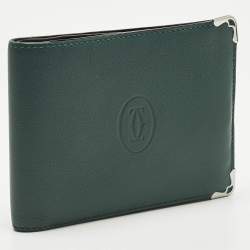 Pre Owned Cartier Must de Cartier Green Leather Bifold Wallet