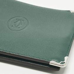 Pre Owned Cartier Must de Cartier Green Leather Bifold Wallet