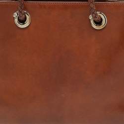 مملوكة مسبقًا Cartier Panthere Brown Glossy Leather Braided Handle Tote