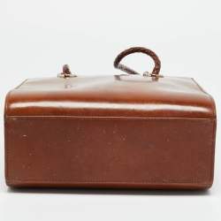 مملوكة مسبقًا Cartier Panthere Brown Glossy Leather Braided Handle Tote